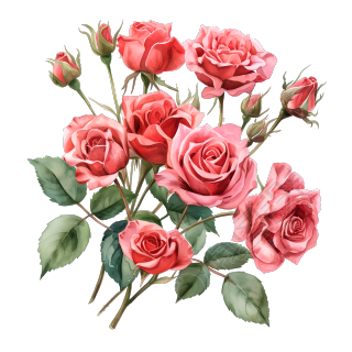 玫瑰花束扁平插画