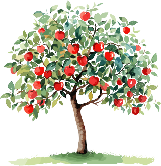 卡通苹果树元素
