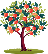 卡通苹果树平面插画