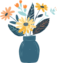 向日葵插花童趣素材