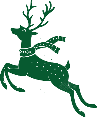 麋鹿圣诞绿色简约素材