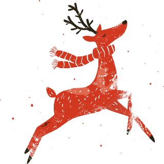 麋鹿圣诞唯美插画