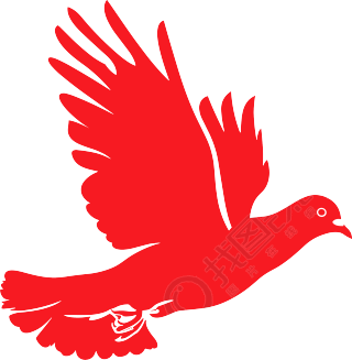 红色和平鸽扁平插图