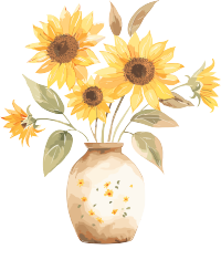 向日葵插花简洁插画