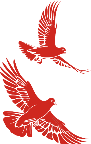 红色和平鸽创意插图