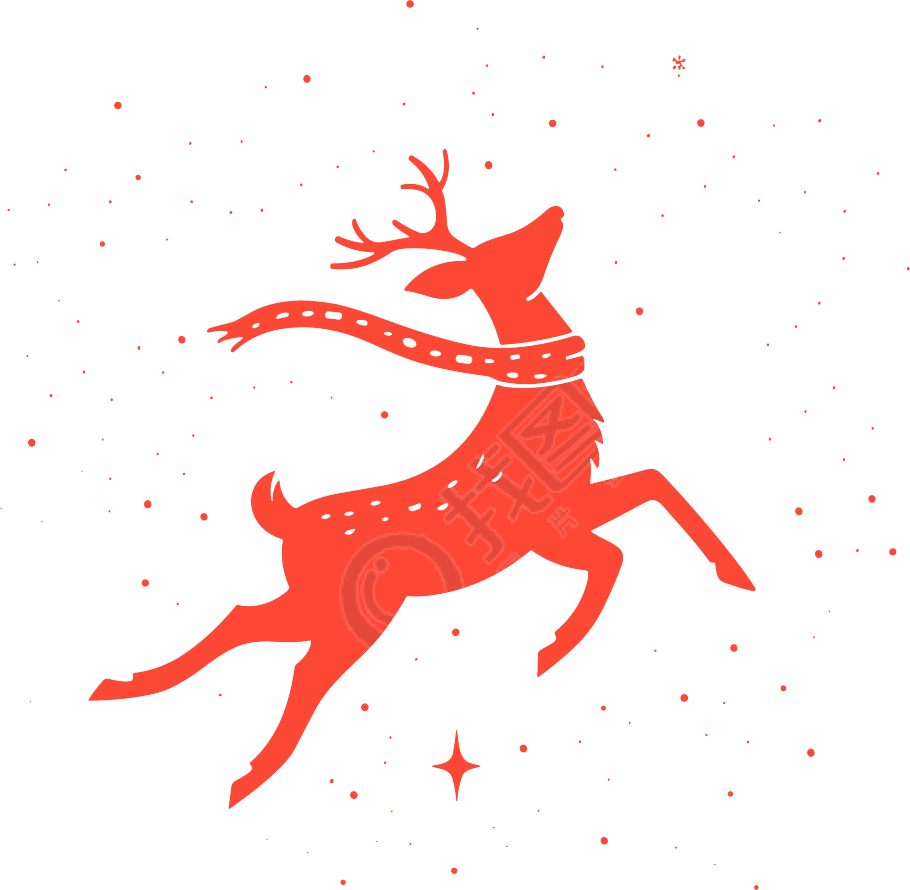 麋鹿圣诞红色剪影素材