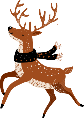 麋鹿圣诞简洁可爱插画
