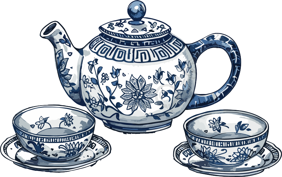 中式茶壶插画设计元素