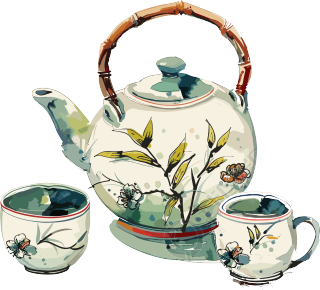 中式茶壶简绘插画