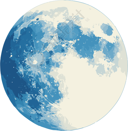 月亮白底扁平插画