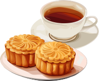 月饼白底插画素材