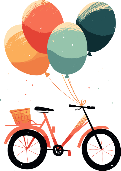 气球自行车插画设计元素