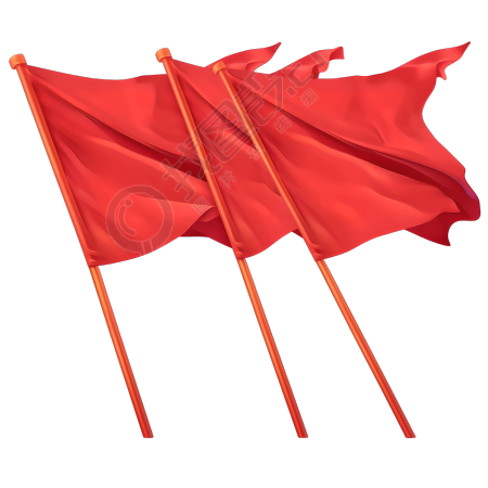 党政红旗插画设计素材