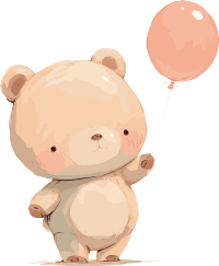 拿气球的小熊PNG插画