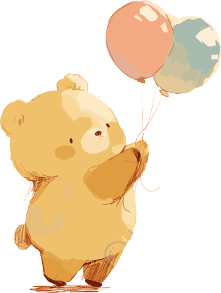 拿气球的小熊插画