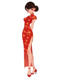 魅力女性红色旗袍素材