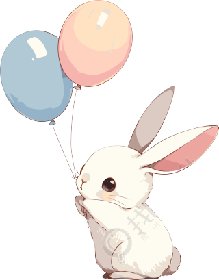 拿气球的小兔子可爱插画