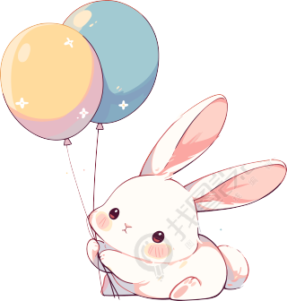 拿气球的小兔子插图
