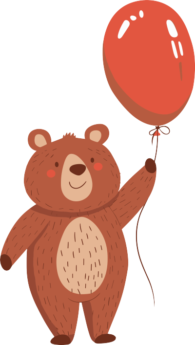 拿气球的小熊可爱插图