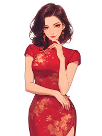 魅力女性旗袍素材