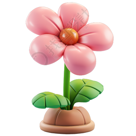 3D花朵简约插图