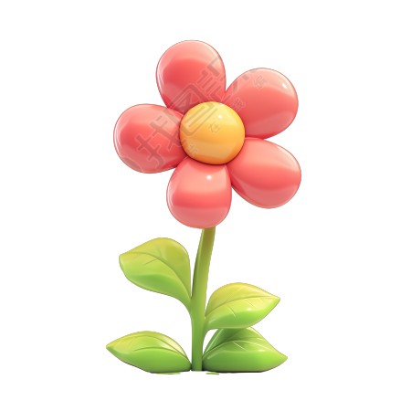 3D花朵可爱简约插画