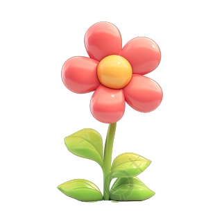 3D花朵可爱简约插画