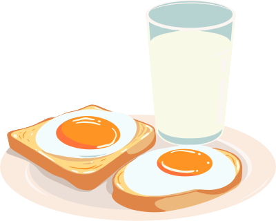 营养早餐美味牛奶插画