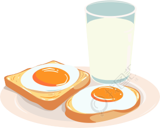 营养早餐美味牛奶插画