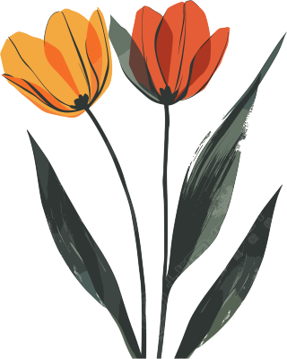 抽象植物两朵小花插画