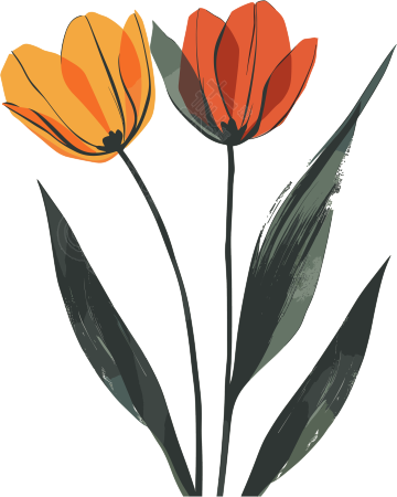 抽象植物两朵小花插画