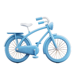 白色3D陶泥卡通自行车图标
