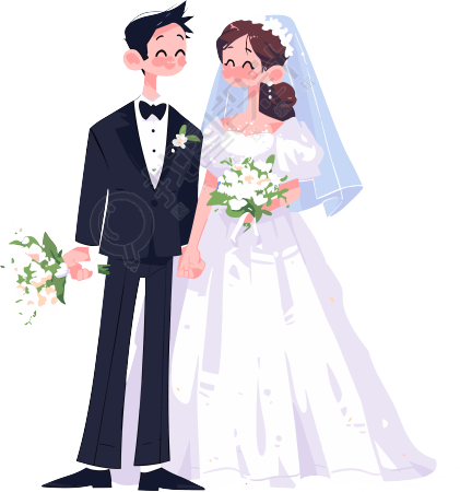 新婚夫妇透明背景素材