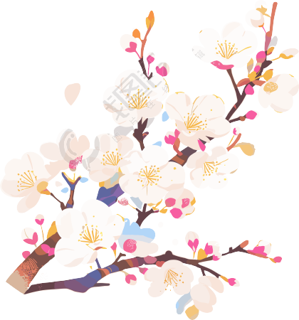 白色樱花创意设计元素