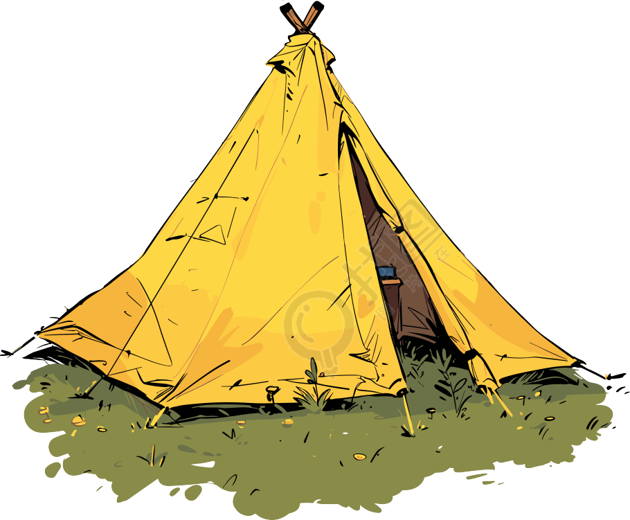 露营帐篷卡通插画