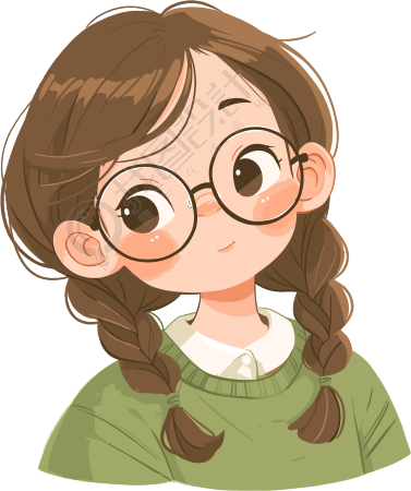 近视学生精致插画