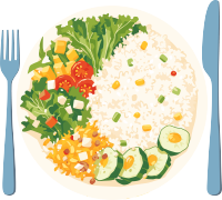 营养餐蛋炒饭插画