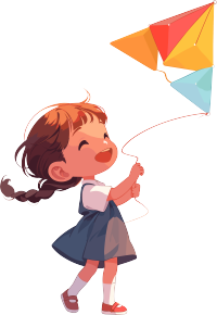 放风筝的小孩创意插画