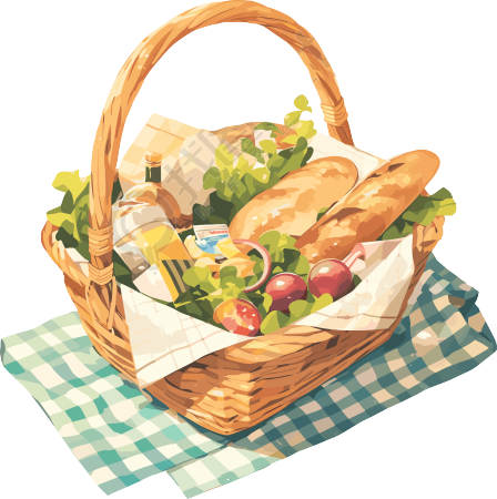 野餐美食透明背景插画
