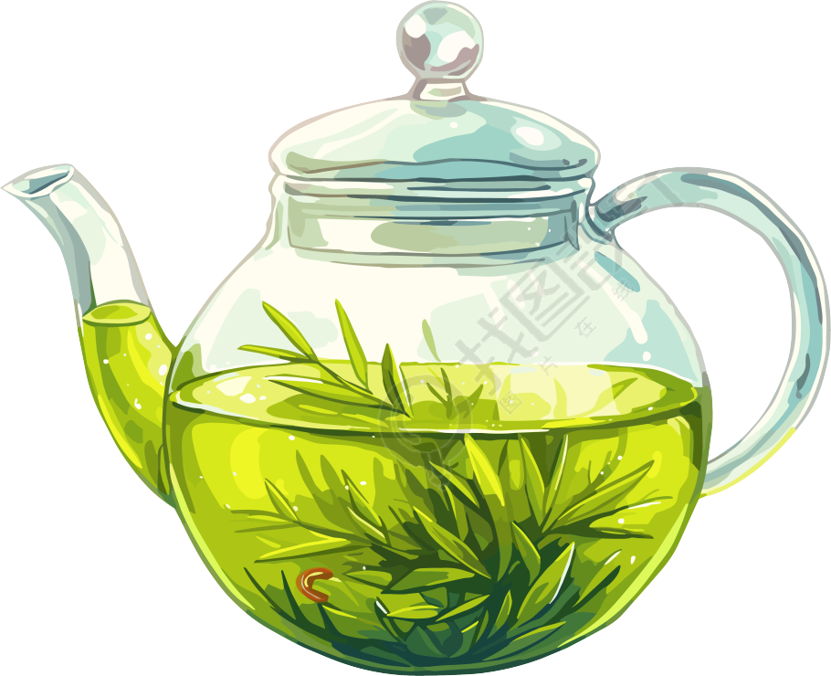 清茶绿茶插画
