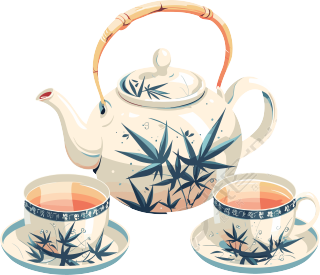 清茶白瓷茶壶素材