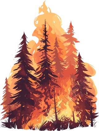 森林火灾插画素材