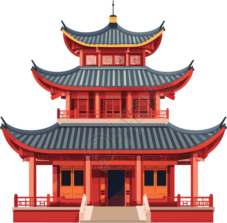 国风建筑商业创意插画