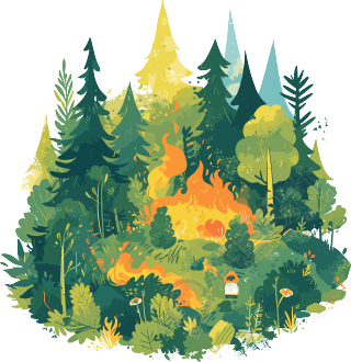 森林火灾卡通风格素材