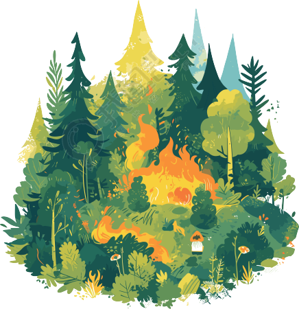 森林火灾卡通风格素材