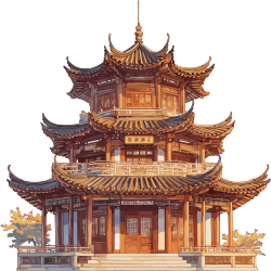 国风建筑创意插画