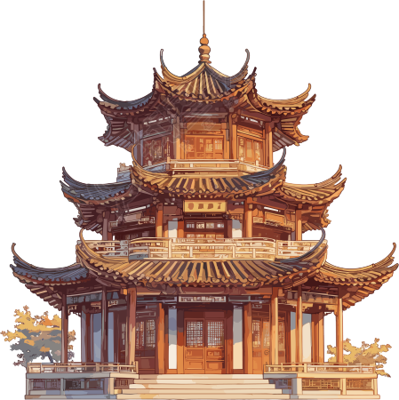 国风建筑创意插画