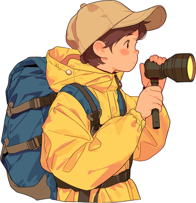 探险少年透明背景插图