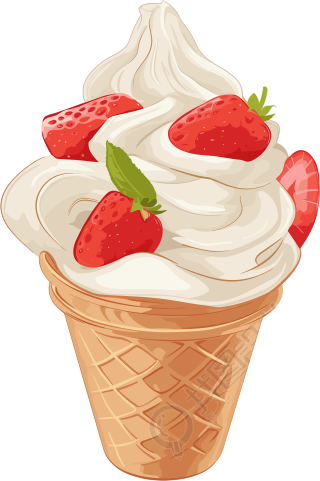 3D冰淇淋草莓味素材