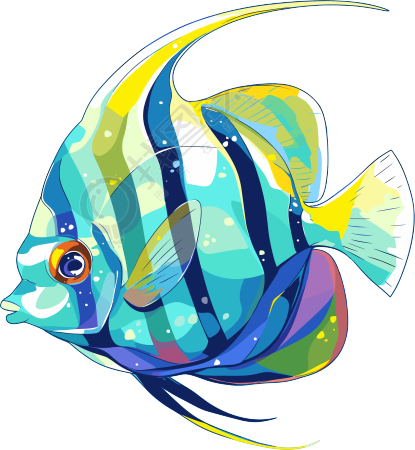 海洋鱼类简洁插画